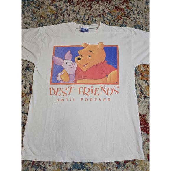 Vintage 90's Winnie The Pooh Piglet Best Friends Graphic T-Shirt Sz Large HOLES - Picture 2 of 10